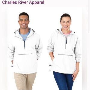 NWT Charles River Apparel unisex White Pack-N-Go Pullover—XL